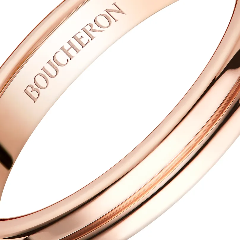 Worn look Godron Pink Gold Small Wedding Band 