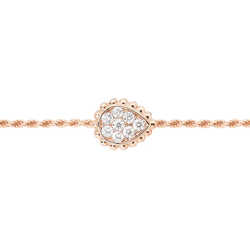 Boucheron Pink Gold Serpent Boheme 2 Small Motif Pink Quartz and Diamond Open Bracelet, Size 16cm, Bracelets Diamond Bracelets