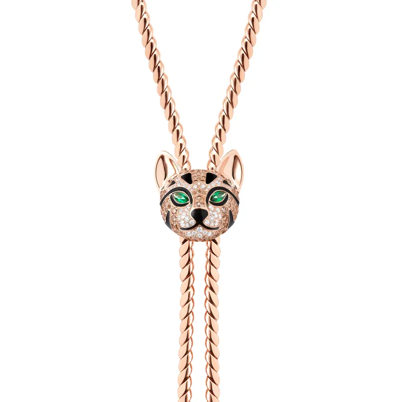 Worn look Fuzzy, the Leopard Cat Necklace