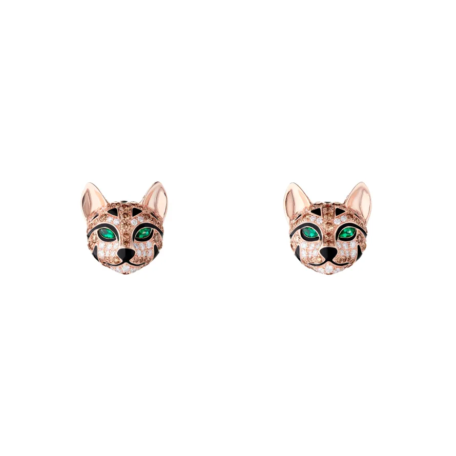 Fuzzy, the Leopard Cat stud earrings