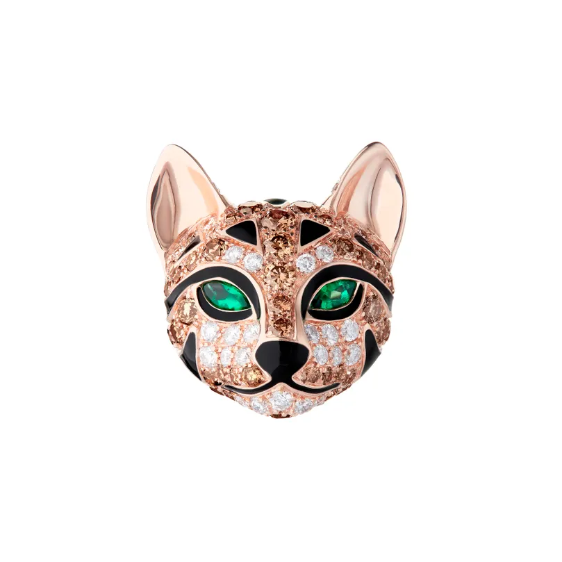 Worn look Fuzzy, the Leopard Cat stud earrings