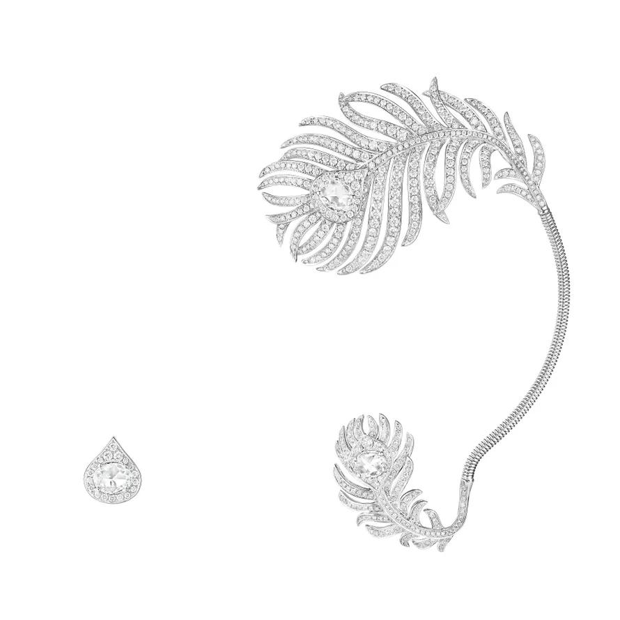 Plume de Paon系列孔雀羽毛不對稱耳環