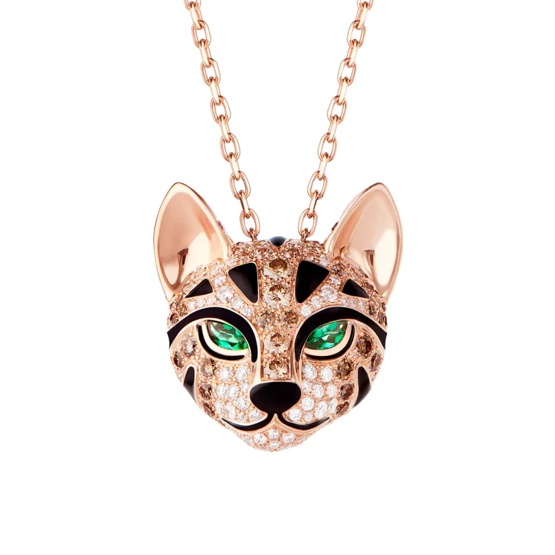 Worn look Fuzzy, the Leopard Cat pendant