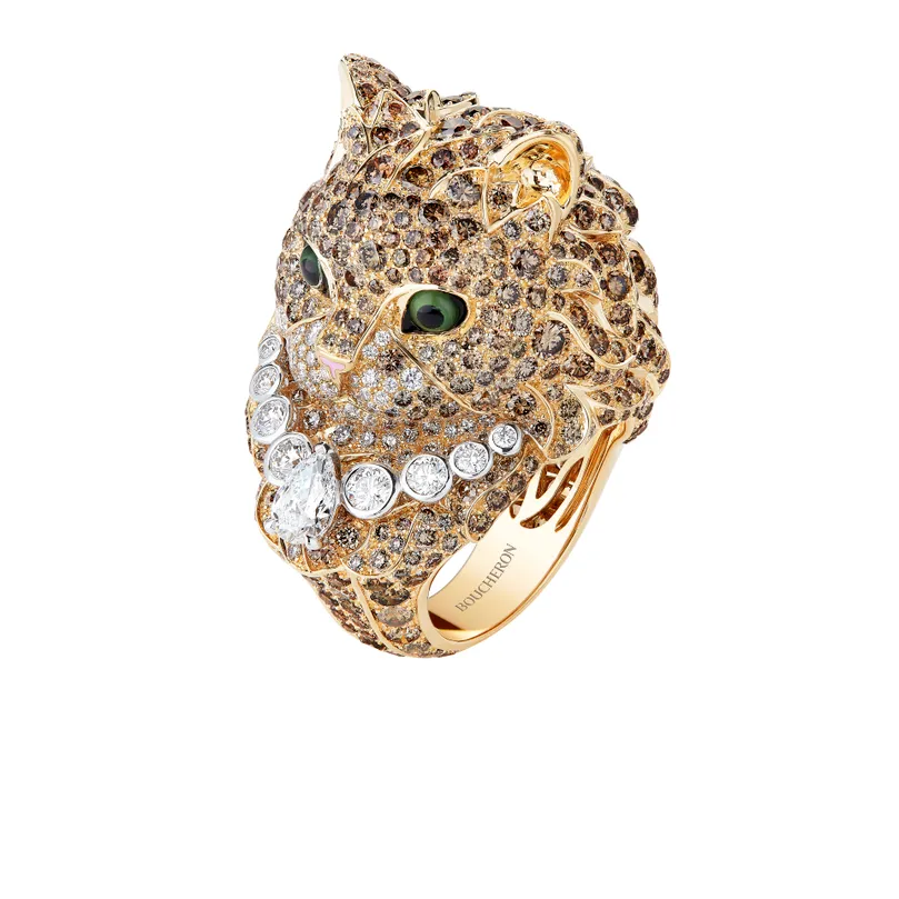 Afdrukken Sitcom pleegouders Wladimir the cat ring yellow gold white gold | Animaux de collection |  Boucheron Germany